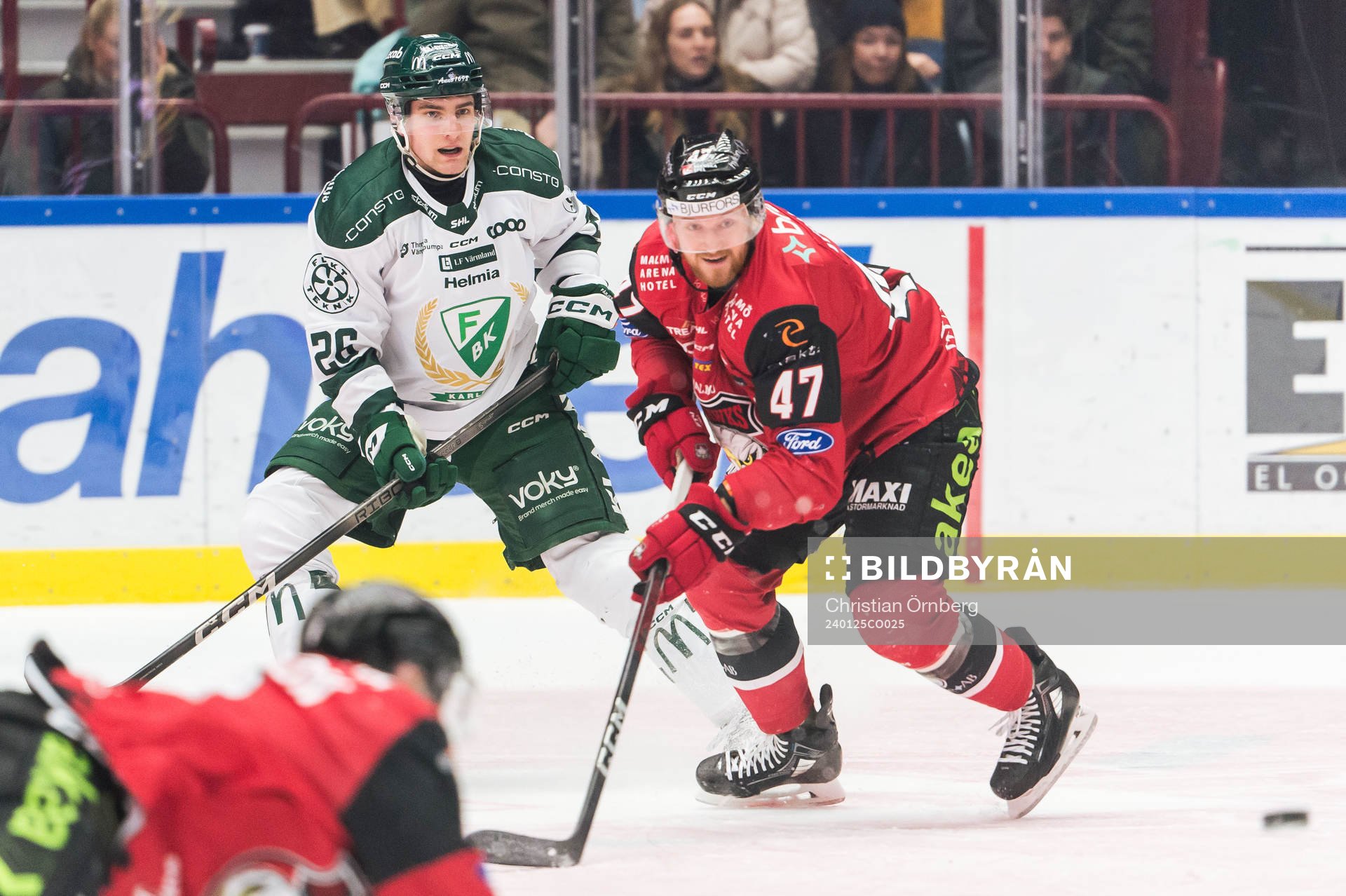 Färjestads Joel Nyström och Malmö Redhawks Joakim Ryan