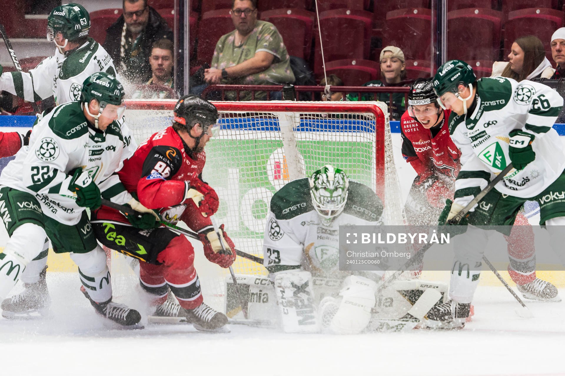 Färjestads målvakt Maxime Lagacé och Malmö Redhawks