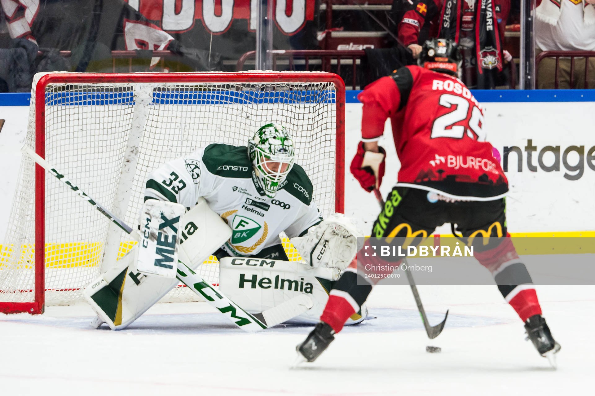 Färjestads målvakt Maxime Lagacé och Malmö Redhawks Kim