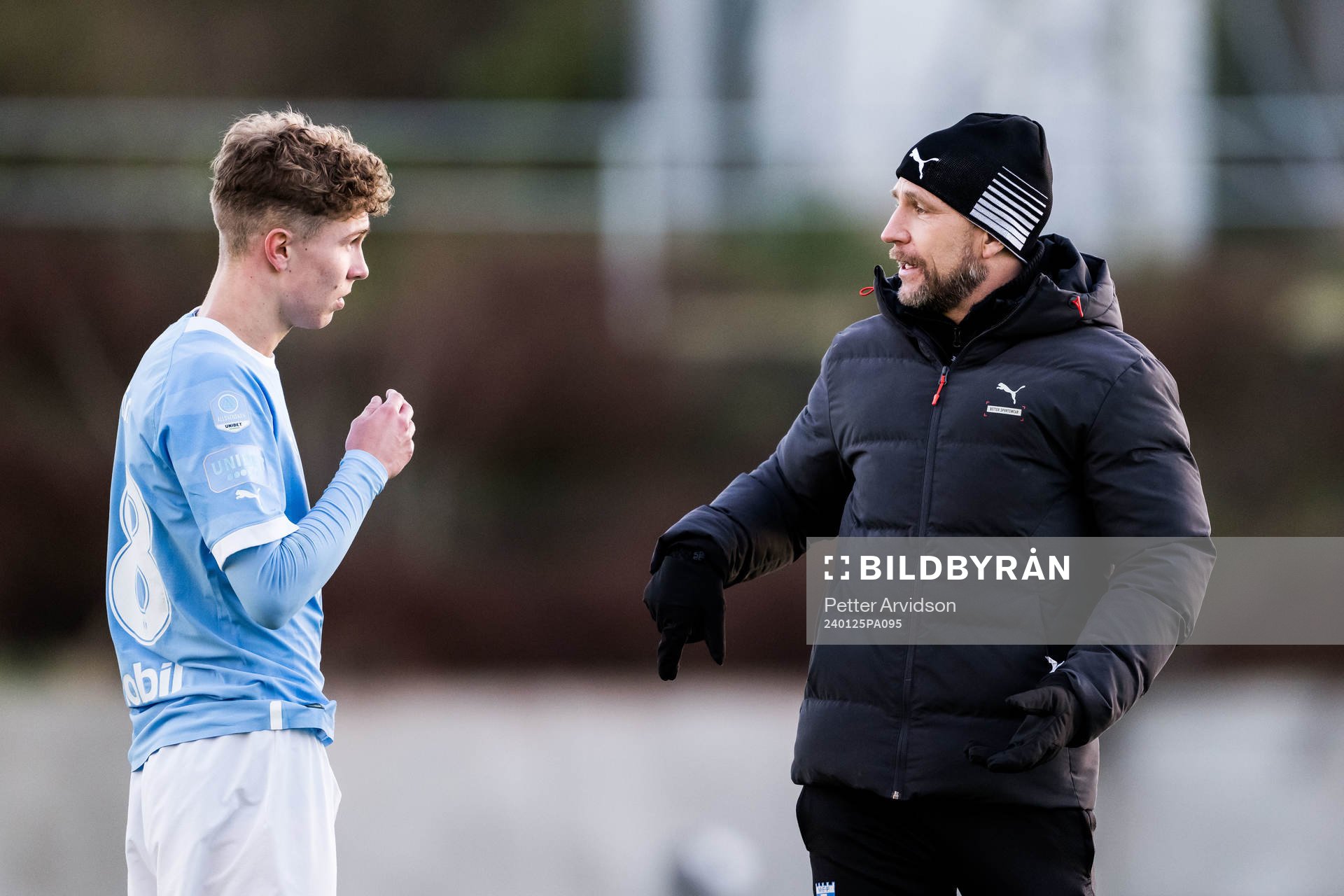 Malmö FFs Hugo Bolin Malmö FFs tränare Henrik Rydström