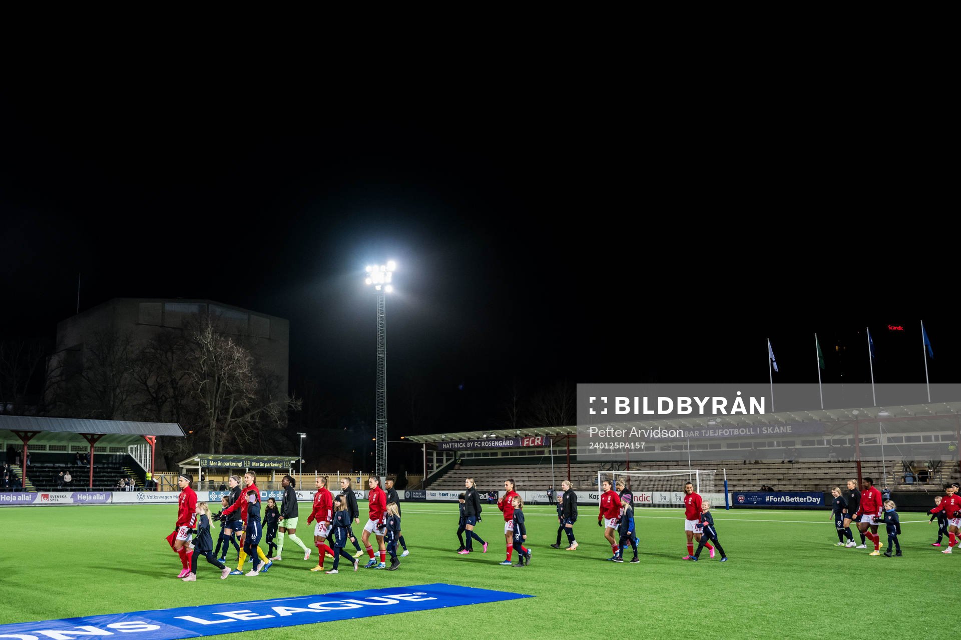 The players enters the pitch