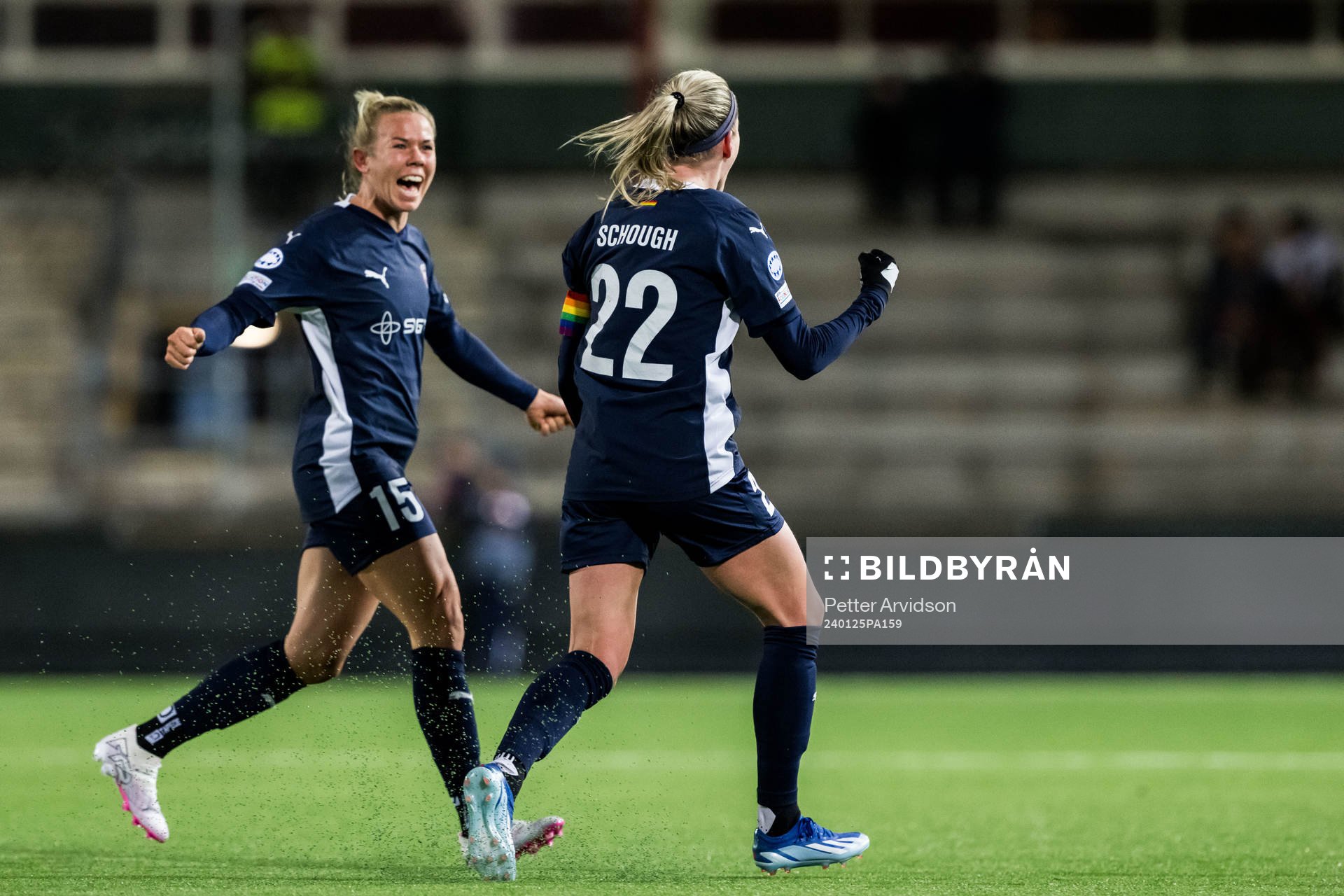 Jessica Wik and Olivia Schough of FC Rosengård celebrates