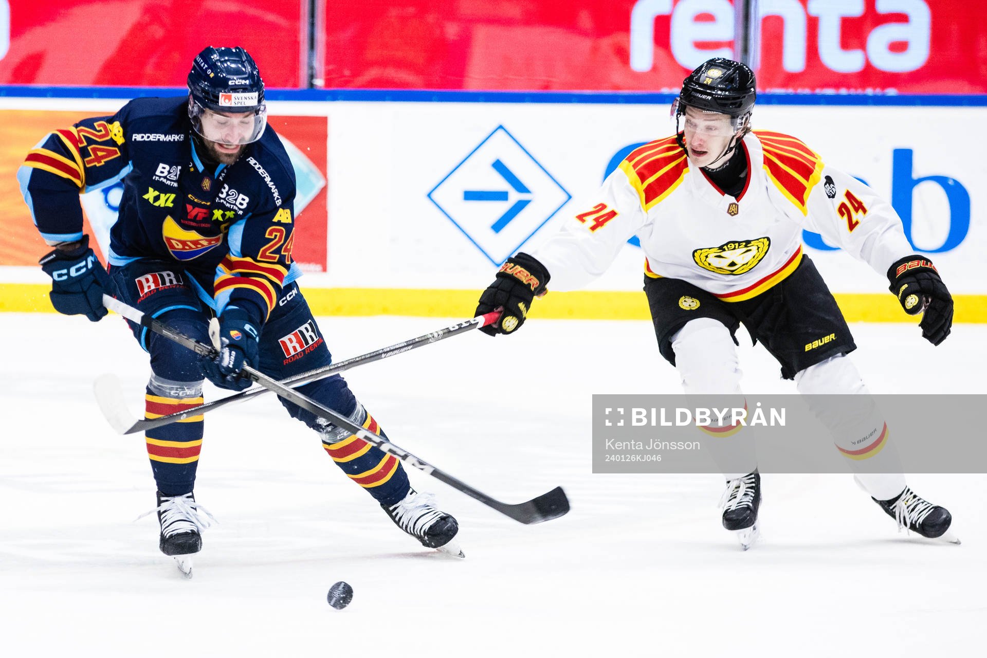 Djurgårdens Ludvig Rensfeldt och Brynäs Linus Lindblom