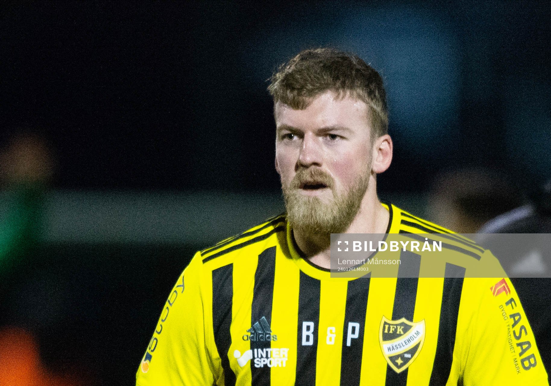 IFK Hässleholms Teddy Bergqvist i träningsmatchen mellan Hässleholms IF och IFK Hässleholm i Hässleholm 26 januari 2024.