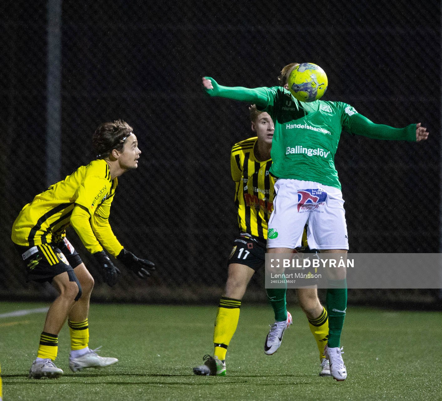 IFK Hässleholms Gustav Winroth i träningsmatchen mellan Hässleholms IF och IFK Hässleholm i Hässleholm 26 januari 2024.
