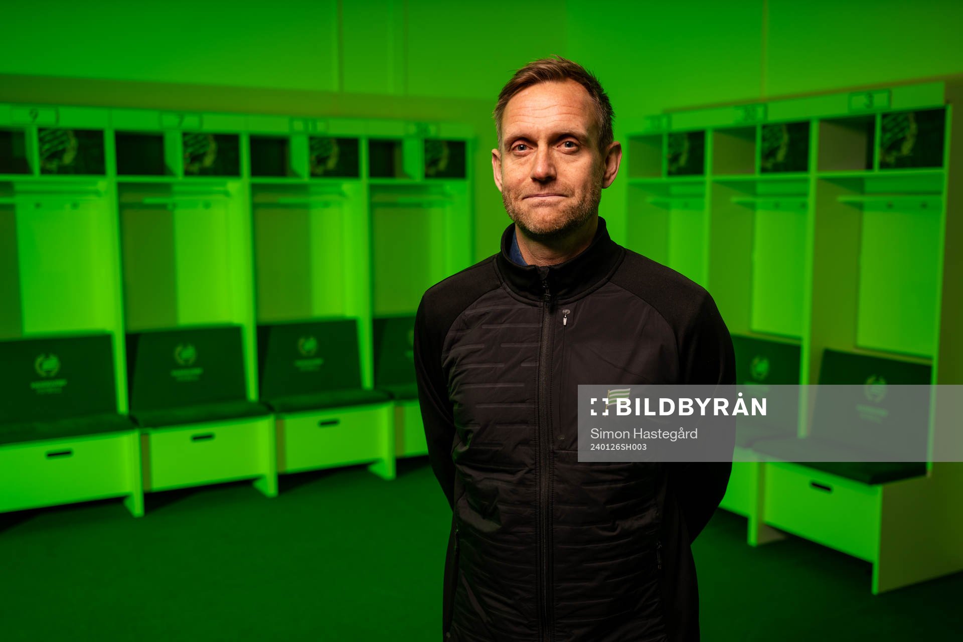 Hammarbys nya tränare Martin Sjögren poserar för porträtt under en porträttfotografering den 26 januari 2024 i Stockholm. 