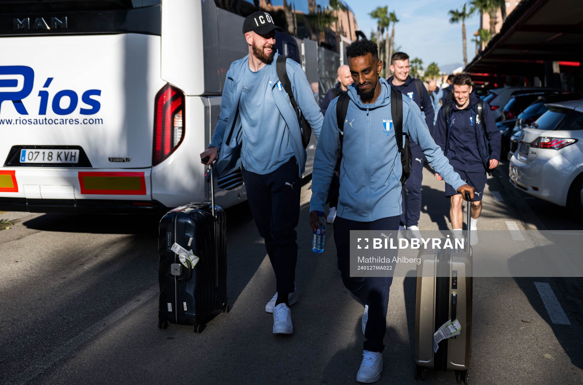 Malmö FFs Pontus Jansson och Taha Ali vid ankomsten till