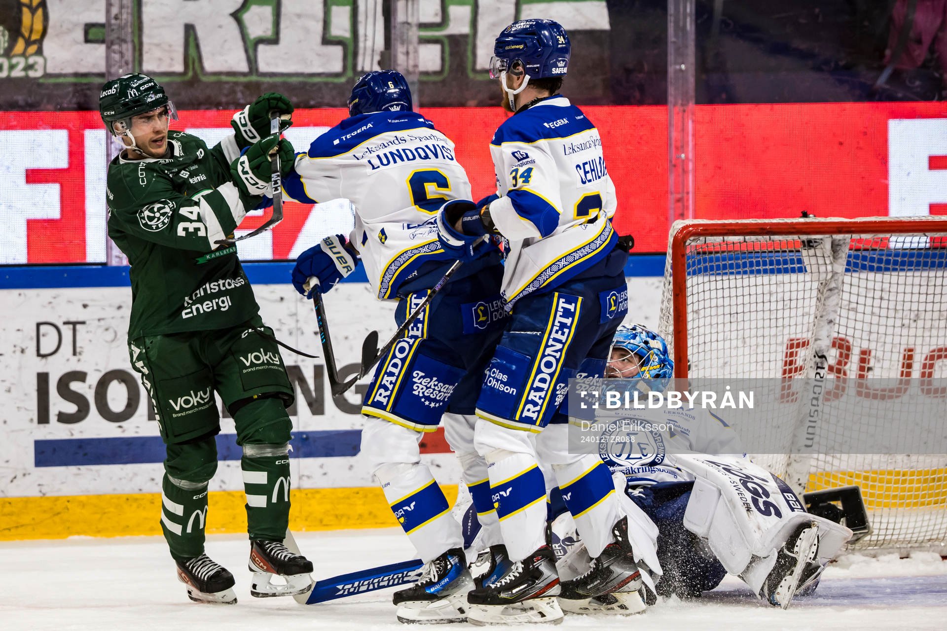 Färjestads Michael Lindqvist och Leksands Alexander
