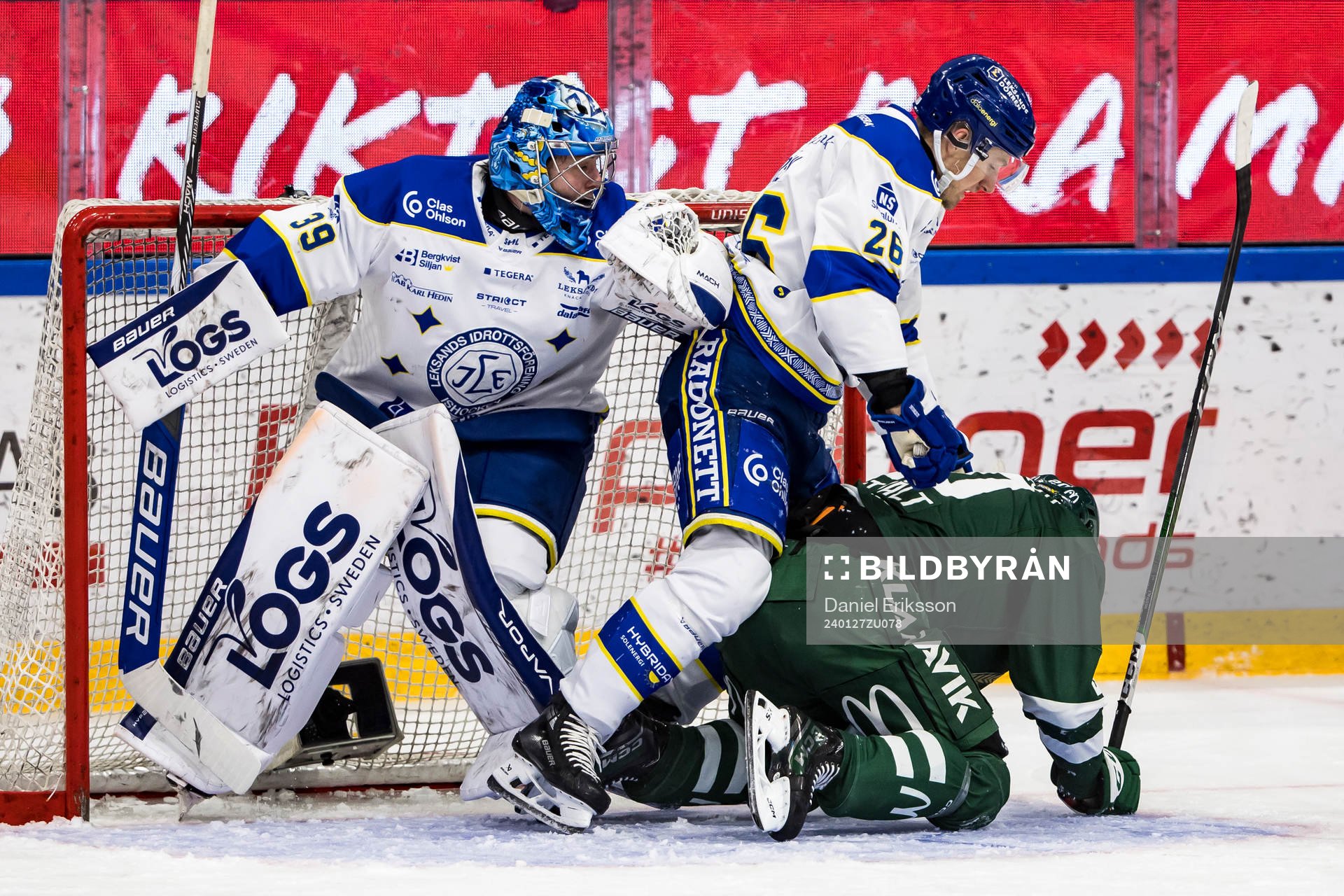 Leksands målvakt Filip Larsson och Leksands Patrik Norén