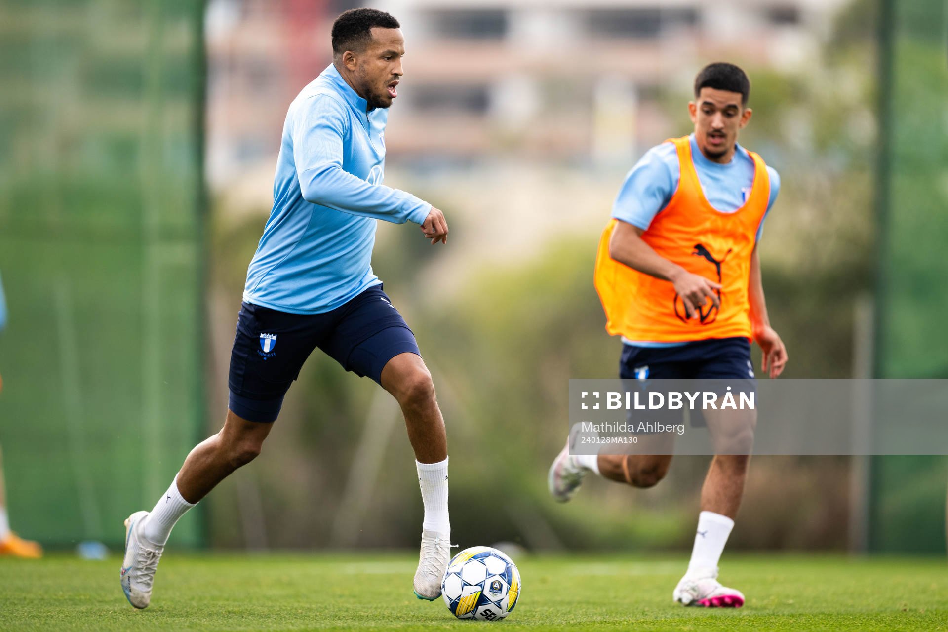 Martin Olsson under en träning med Malmö FF den 28 januari 2024 i Estepona. 