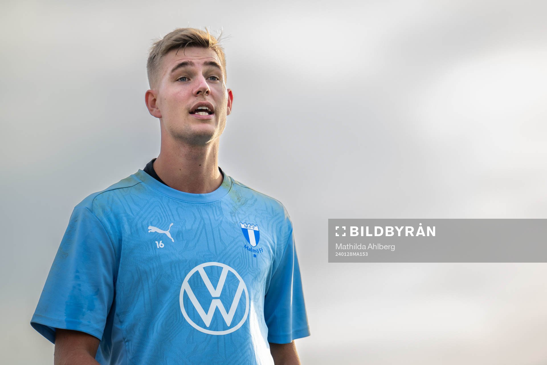 Målvakt Mathias Nilsson under en träning med Malmö FF den 28 januari 2024 i Estepona. 