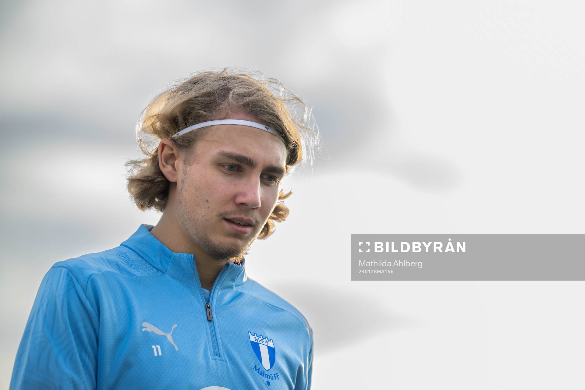 Sebastian Nanasi under en träning med Malmö FF den 28 januari 2024 i Estepona. 