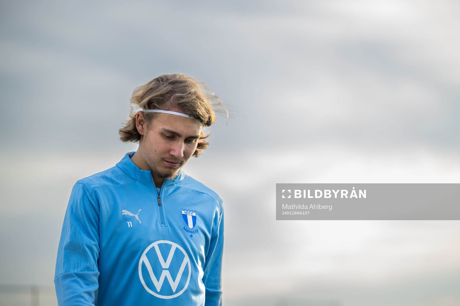 Sebastian Nanasi under en träning med Malmö FF den 28 januari 2024 i Estepona. 