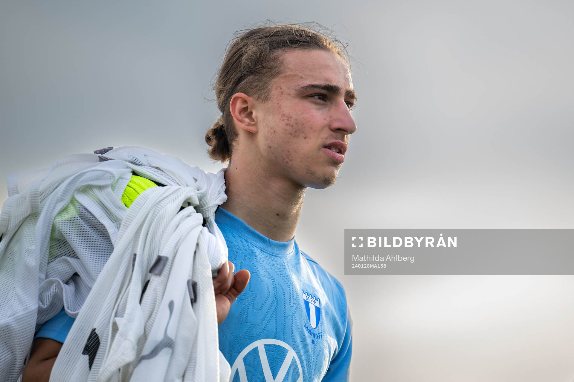 Elison Makolli under en träning med Malmö FF den 28 januari 2024 i Estepona. 