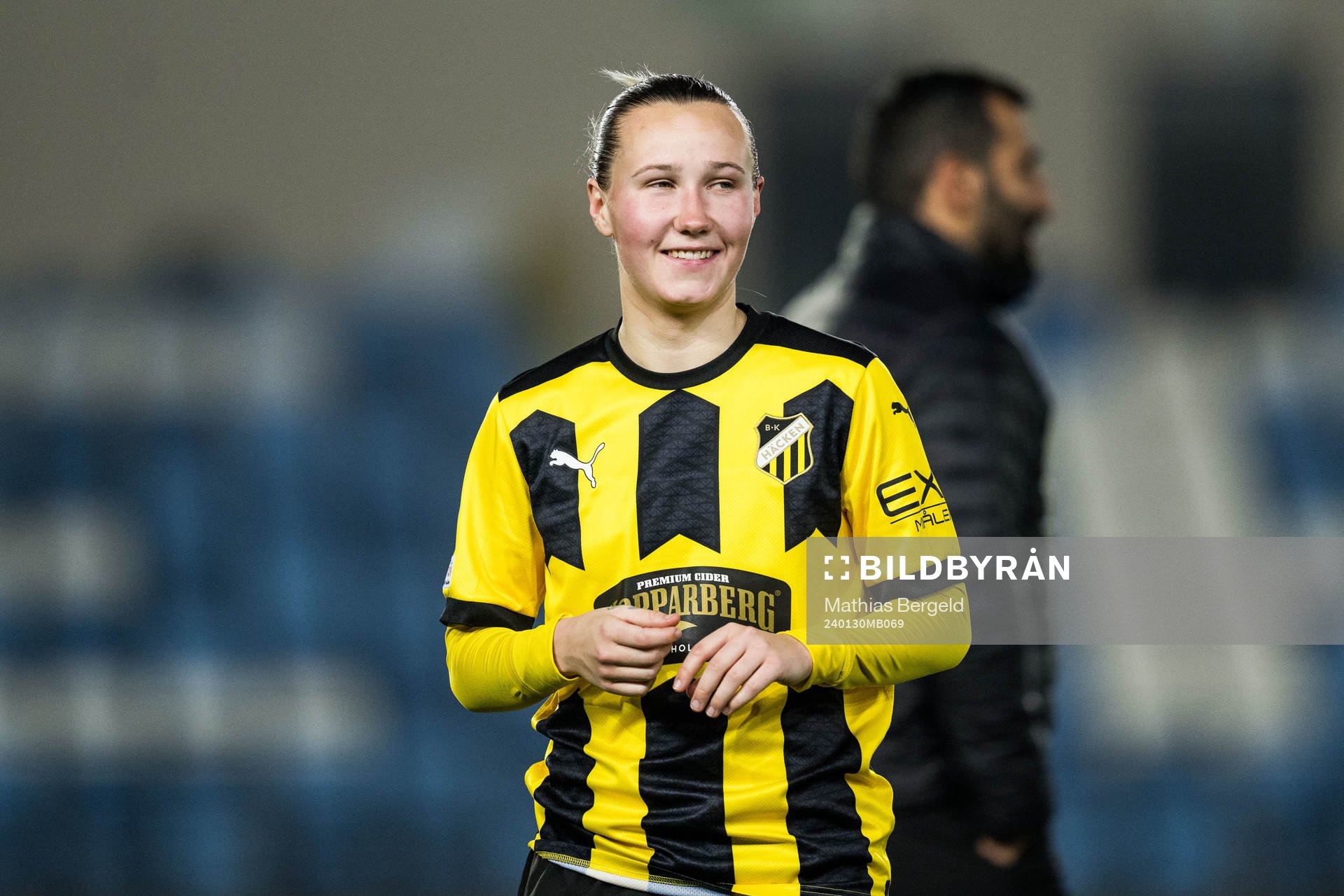 Marika Bergman Lundin of Häcken celebrates after the UEFA Women's Champions League football match between Real Madrid and Häcken on January 30, 2024 in Madrid.