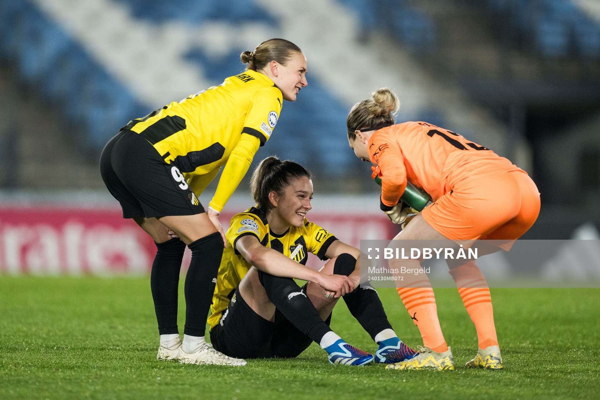 Filippa Curmark, Anna Csiki and goalkeeper Jennifer Falk of