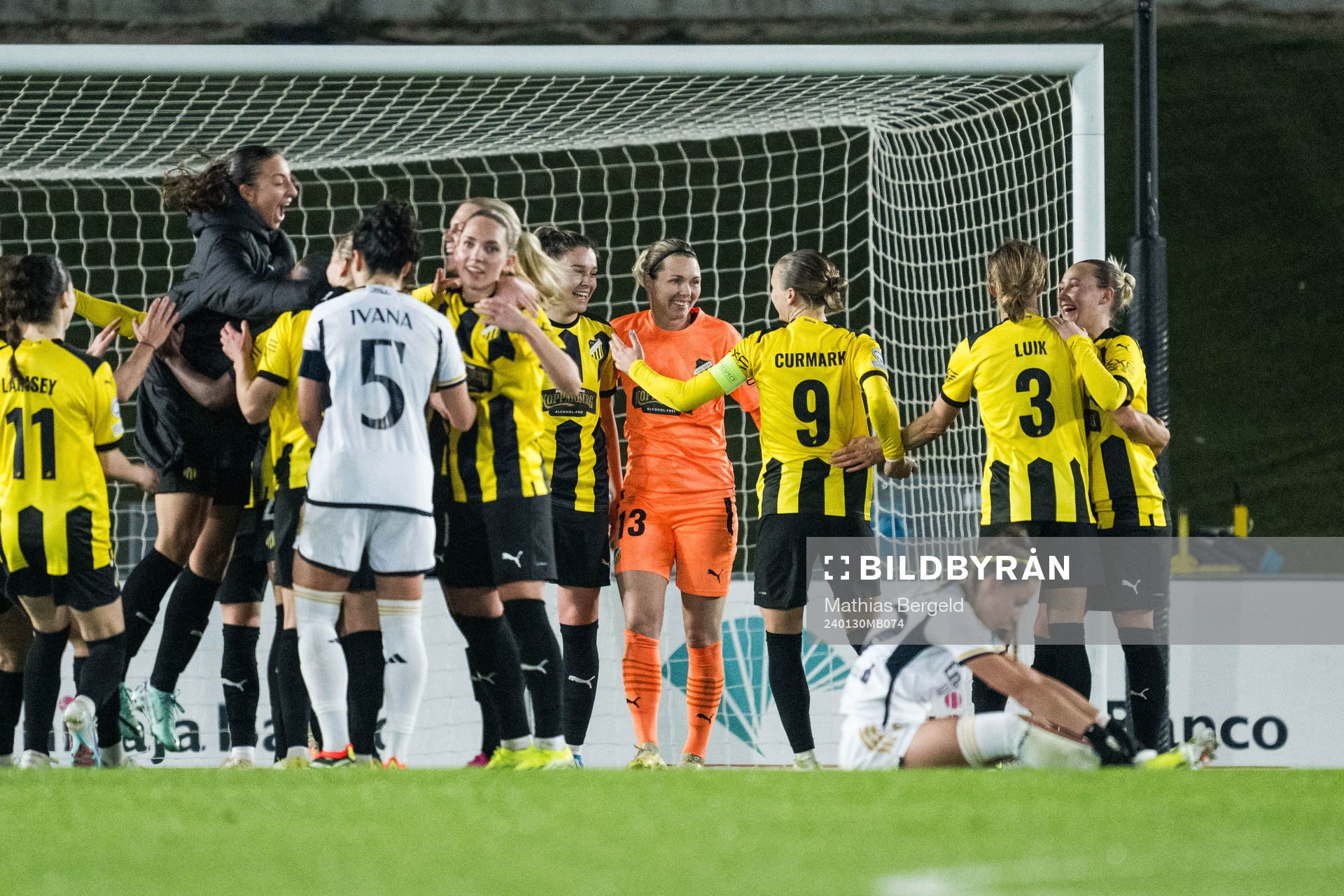 Anna Csiki, goalkeeper Jennifer Falk and Filippa Curmark of