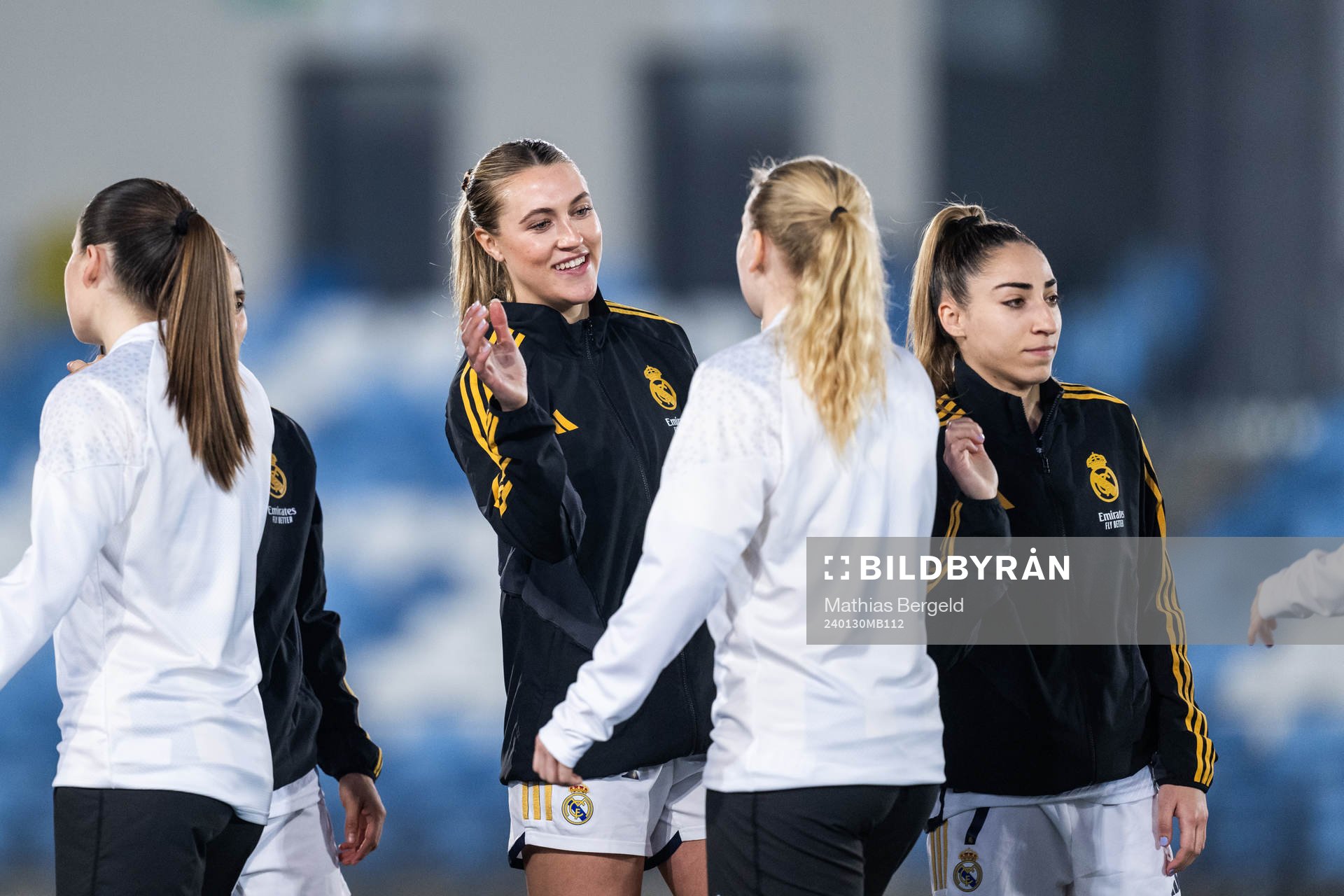 Freja Olofsson and Olga of Real Madrid ahead of the UEFA Women's Champions League football match between Real Madrid and Häcken on January 30, 2024 in Madrid.