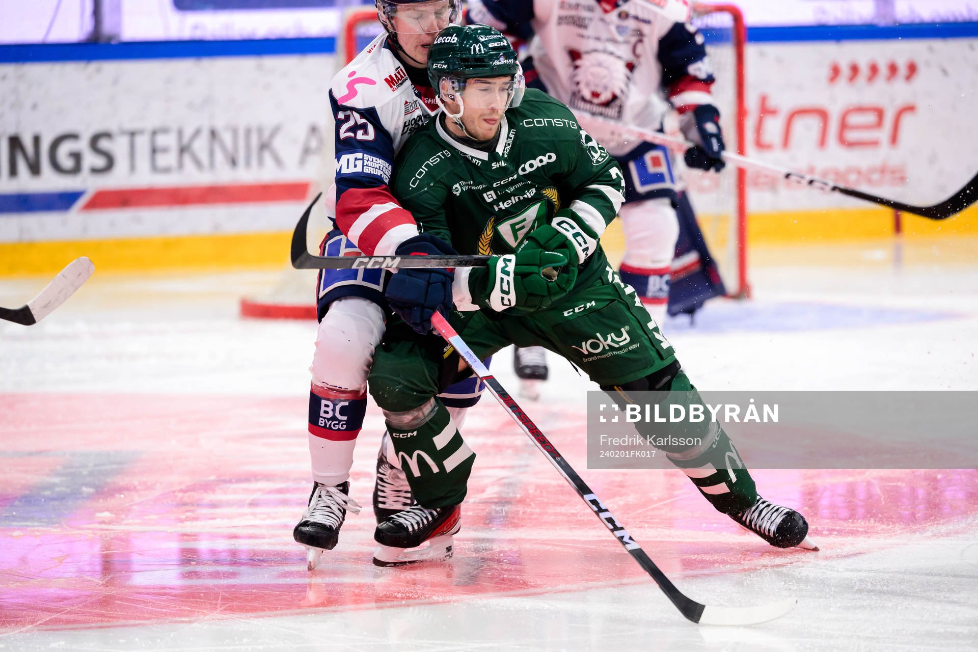 Linköpings Filip Bystedt och Färjestads Michael Lindqvist