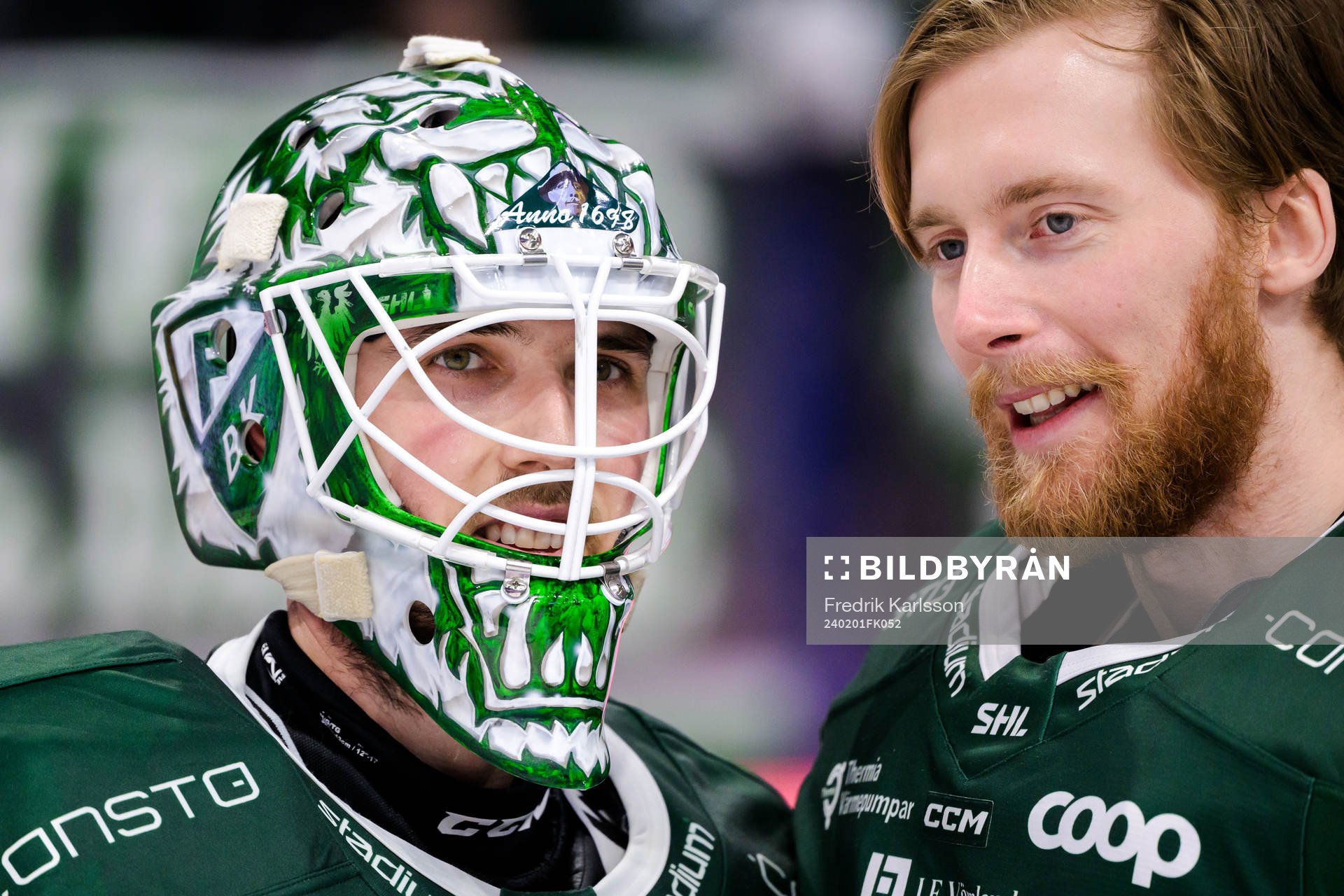 Färjestads målvakt Maxime Lagacé och målvakt Victor