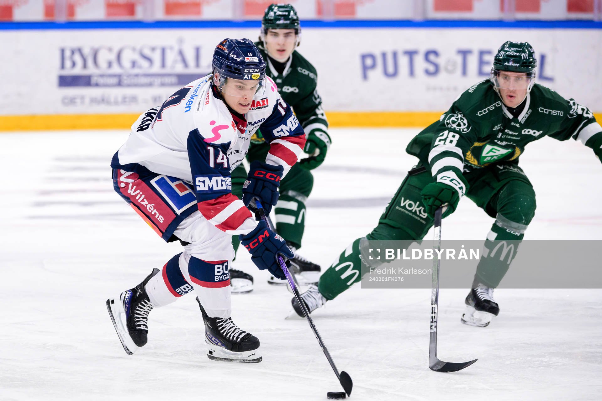 Linköpings Arvid Costmar och Färjestads Mattias Göransson