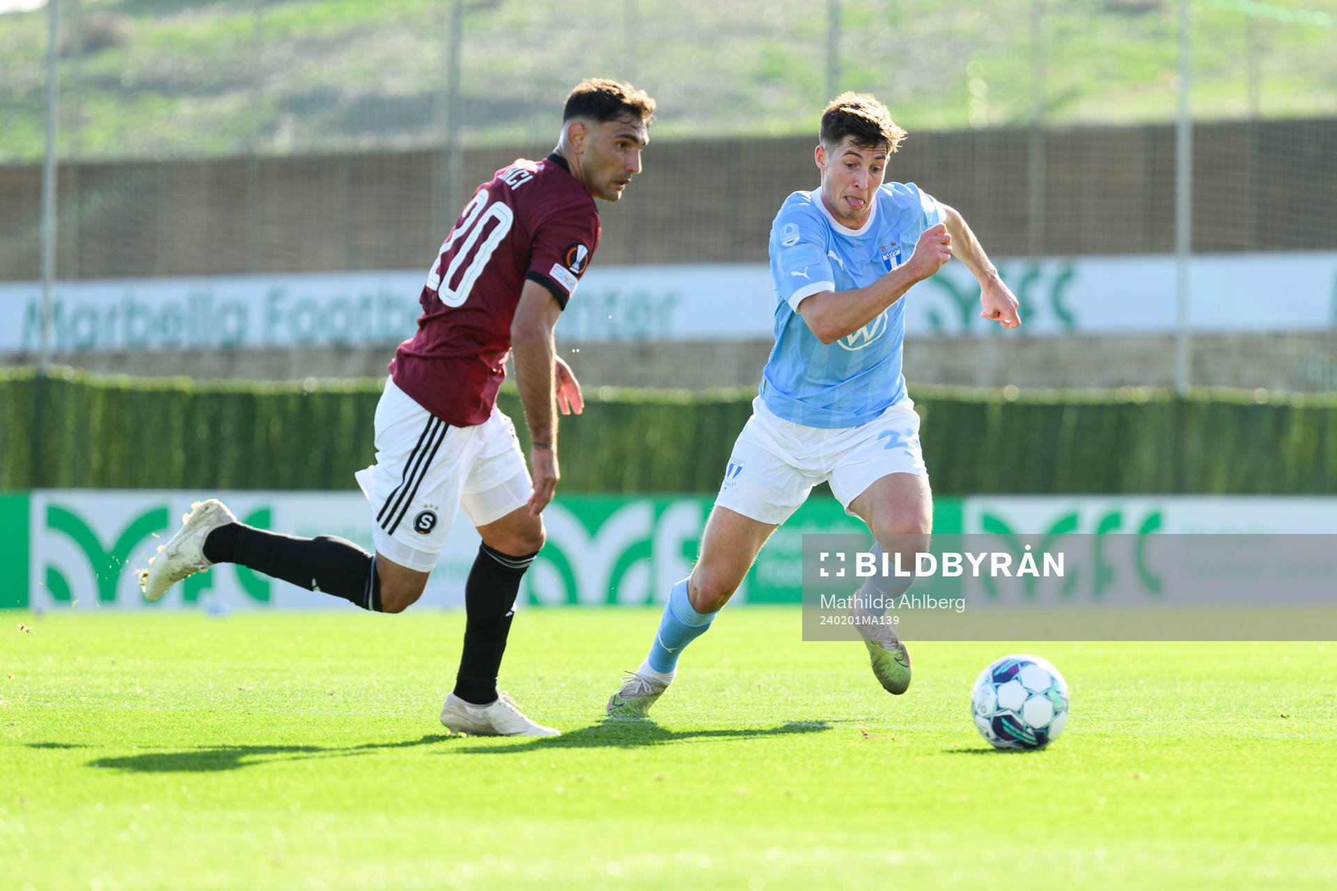 Qazim Laci of Sparta Prag and Lasse Berg Johnsen of Malmö
