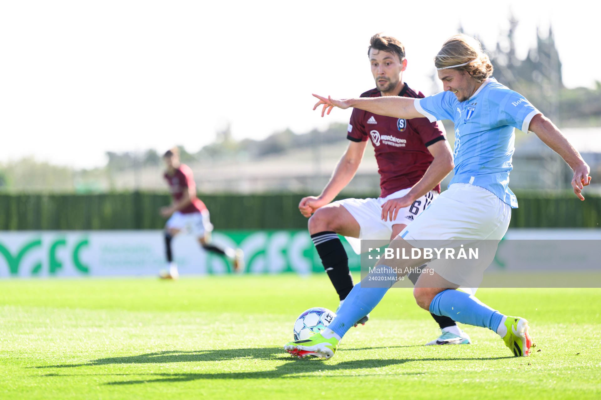Kaan Kairinen of Sparta Prag and Sebastian Nanasi of Malmö FF during the Friendly match between Malmö FF and Sparta Praha on February 1, 2024 in Marbella. 