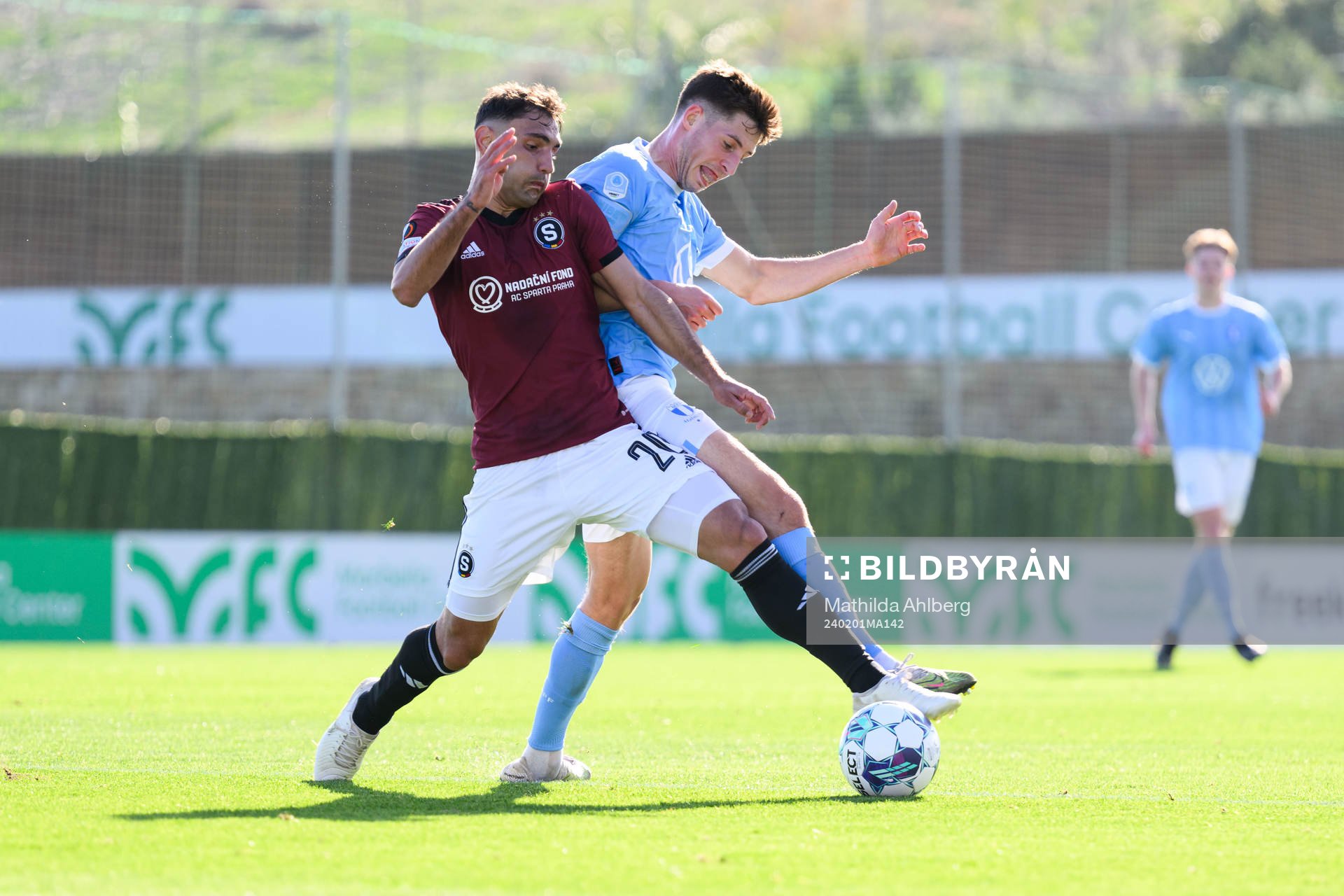 Qazim Laci of Sparta Prag and Lasse Berg Johnsen of Malmö FF during the Friendly match between Malmö FF and Sparta Praha on February 1, 2024 in Marbella.