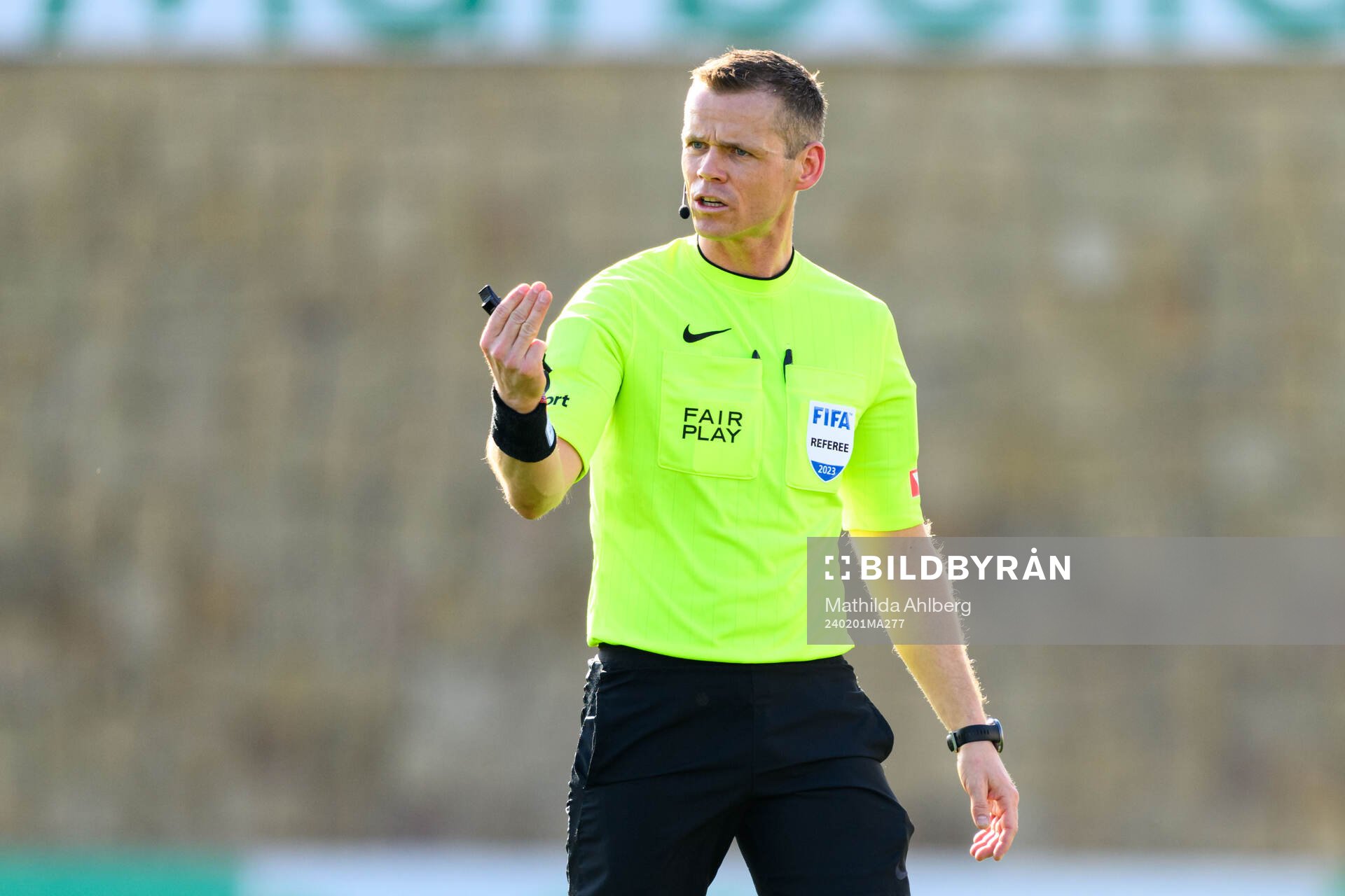 Referee Sigurd Smehus Kringstad during the Friendly match between Malmö FF and Sparta Praha on February 1, 2024 in Marbella. 