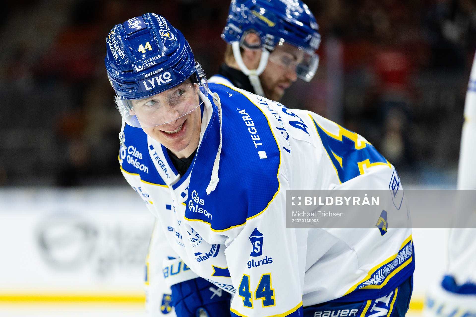 Leksands Carter Ashton på värmningen innan
