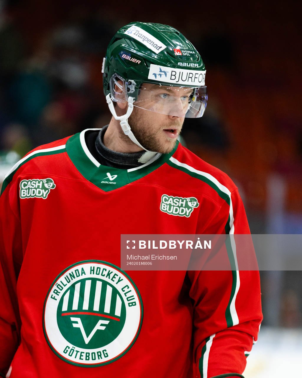 Frölundas Christian Folin på värmningen innan