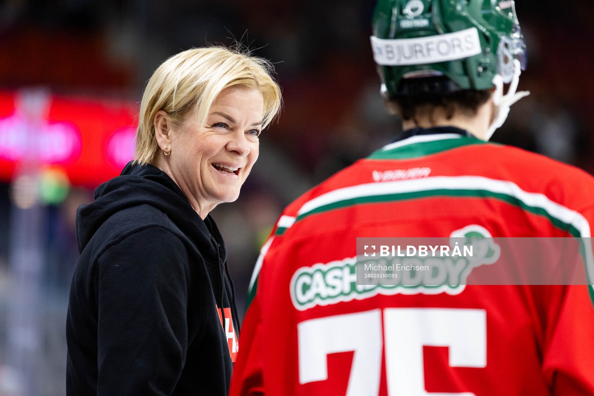 Frölundas rehabkoordinator Stina Hedin och David Edstrom