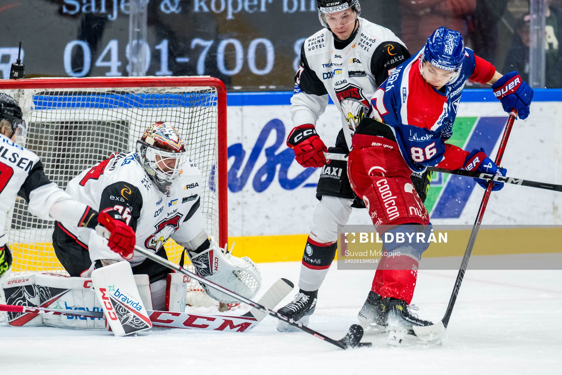 Malmö Redhawks målvakt Adam Werner och Oskarshamns Lukas