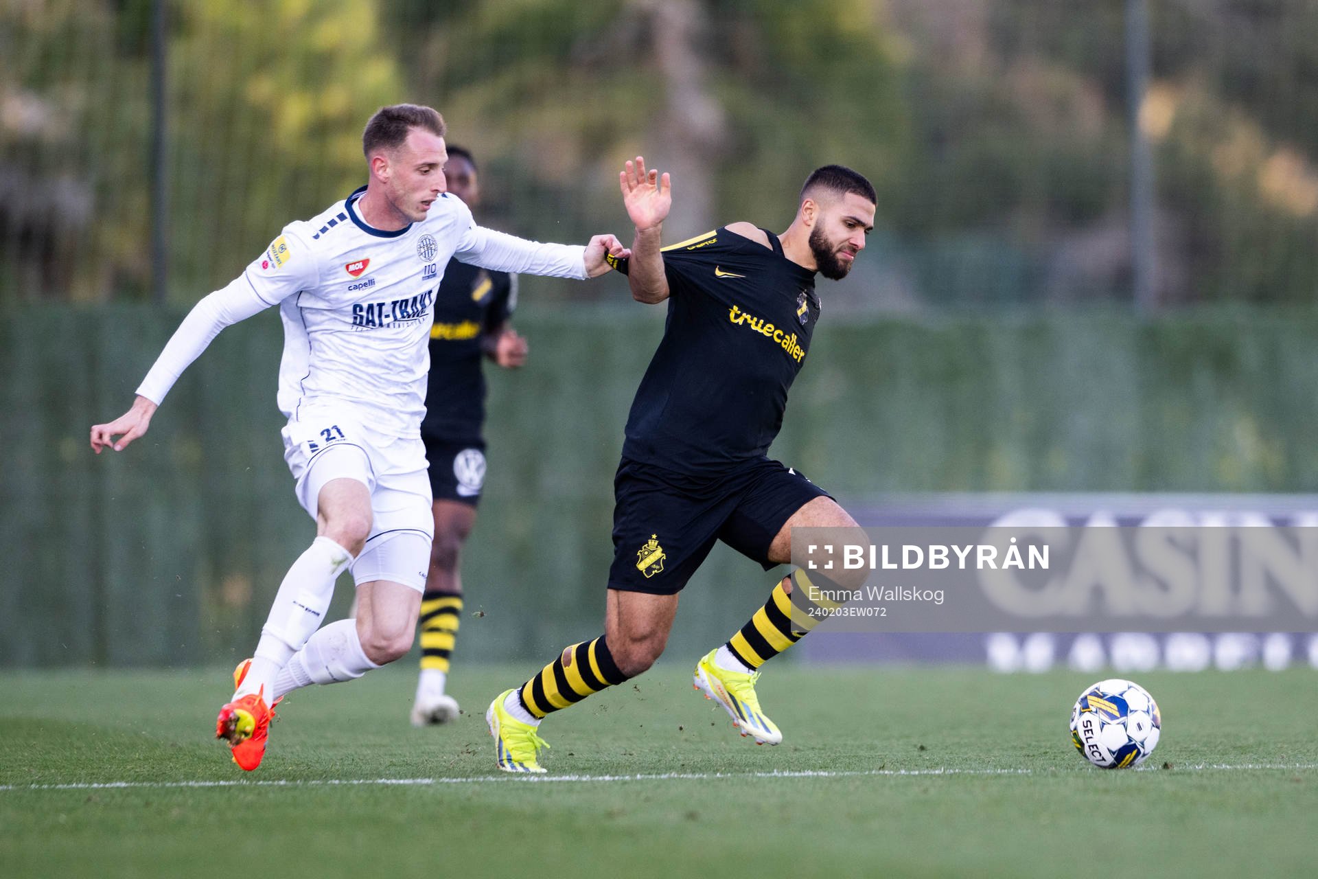 Nikola Kuveljic of FK TSC Backa Topola and Omar Faraj of AIK