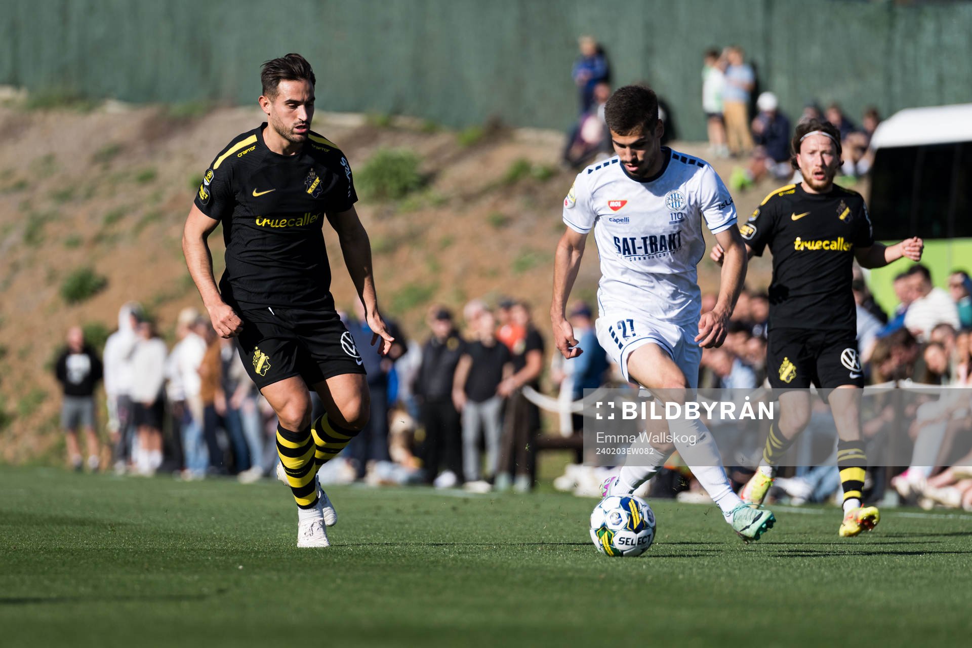 Sotirios Papagiannopoulos of AIK and Milos Pantovic of FK TSC Backa Topola during the Friendly match between AIK and FK TSC Backa Topola on February 3, 2024 in Marbella. 