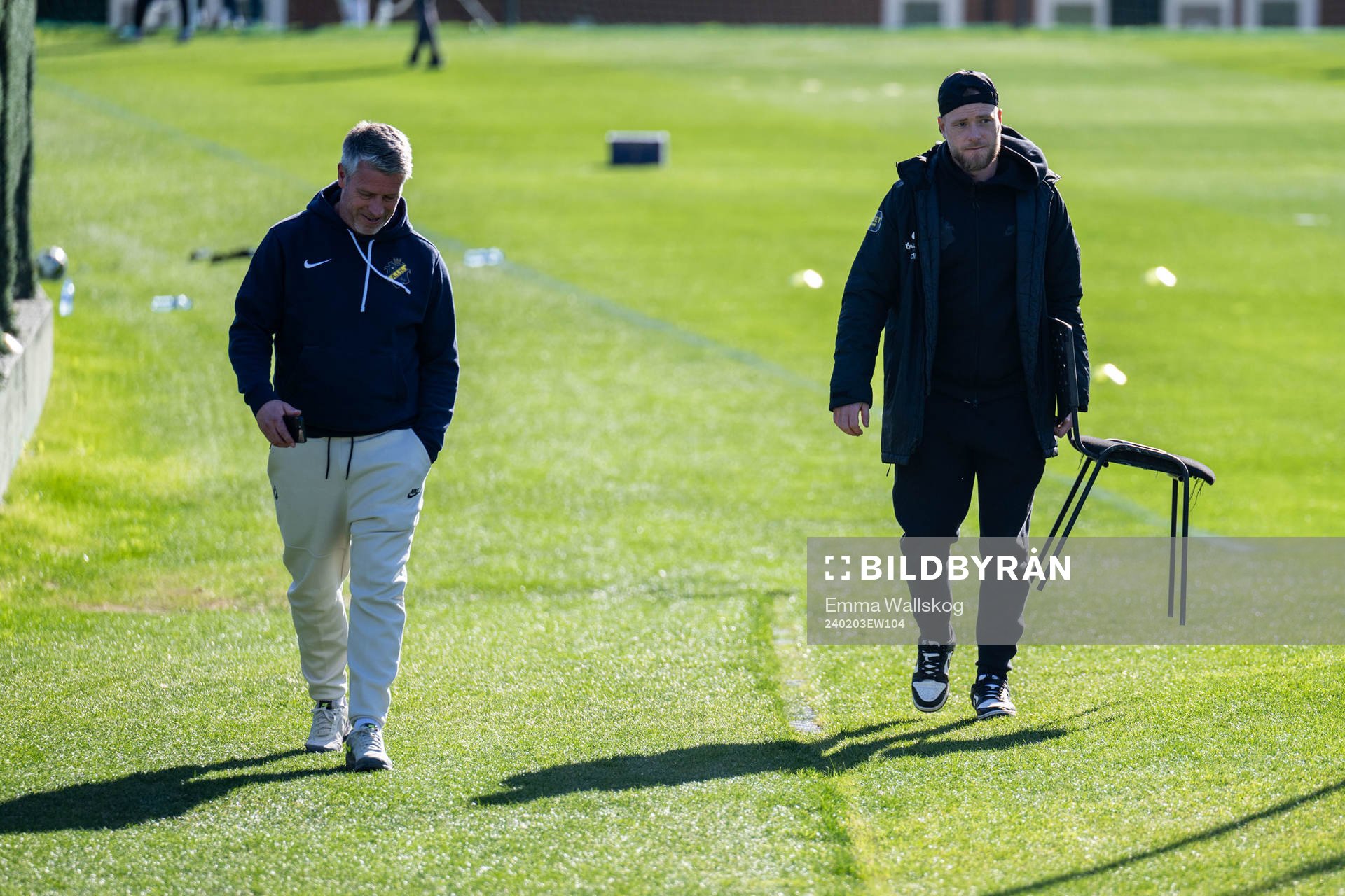 Sports director Thomas Berntsen and John Guidetti of AIK
