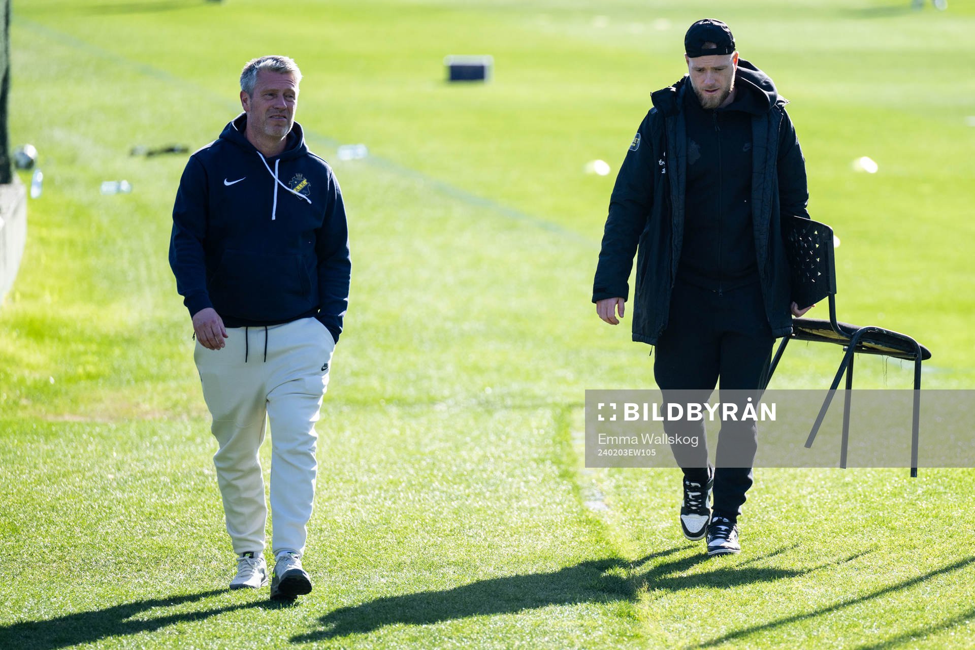 Sports director Thomas Berntsen and John Guidetti of AIK