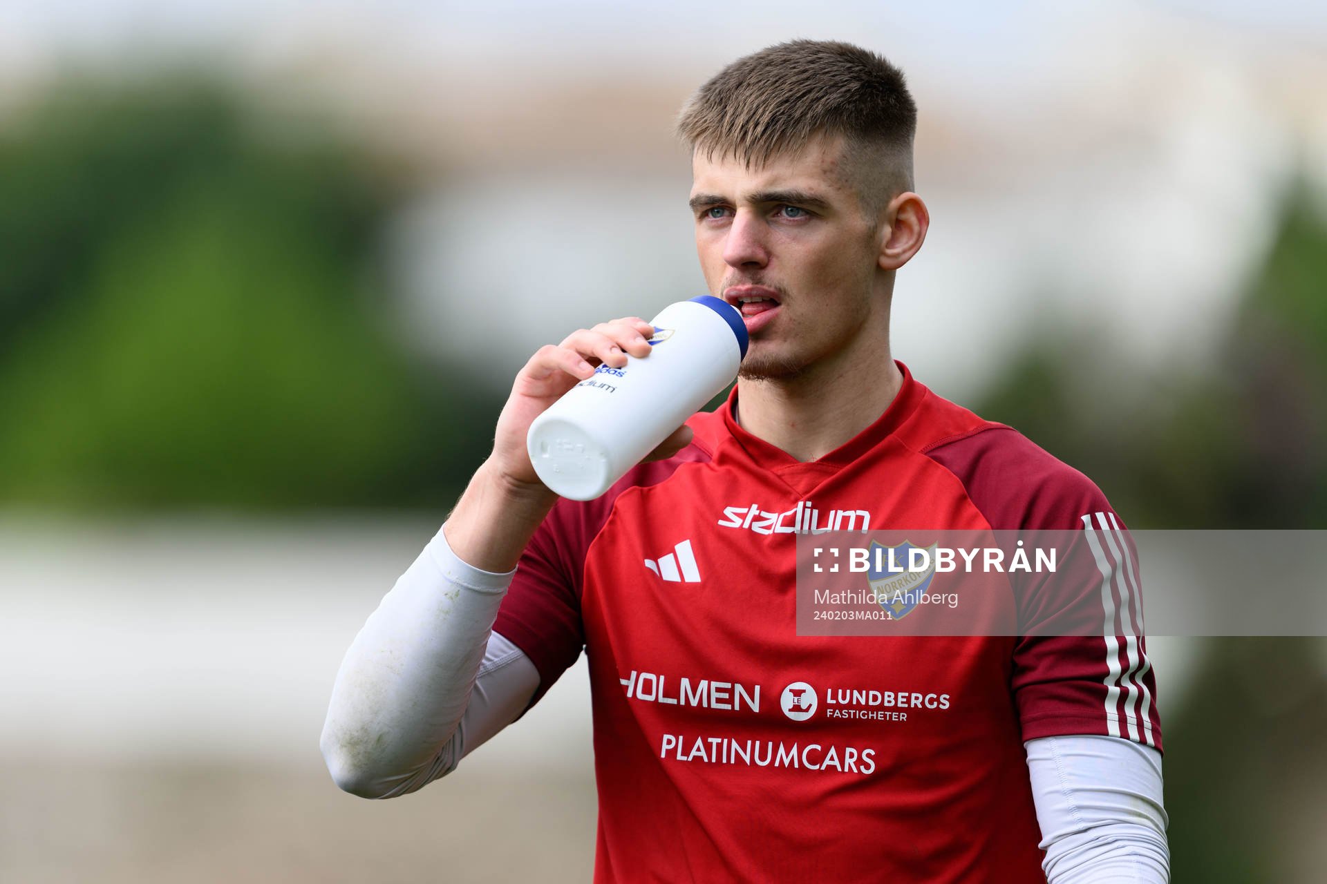 IFK Norrköpings målvakt Kevin Eriksson under en träning med IFK Norrköping den 3 februari 2024 i Marbella. 