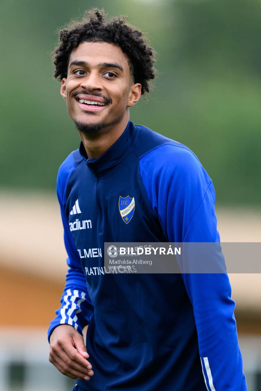 IFK Norrköpings Jesper Ceesay under en träning med IFK Norrköping den 3 februari 2024 i Marbella. 