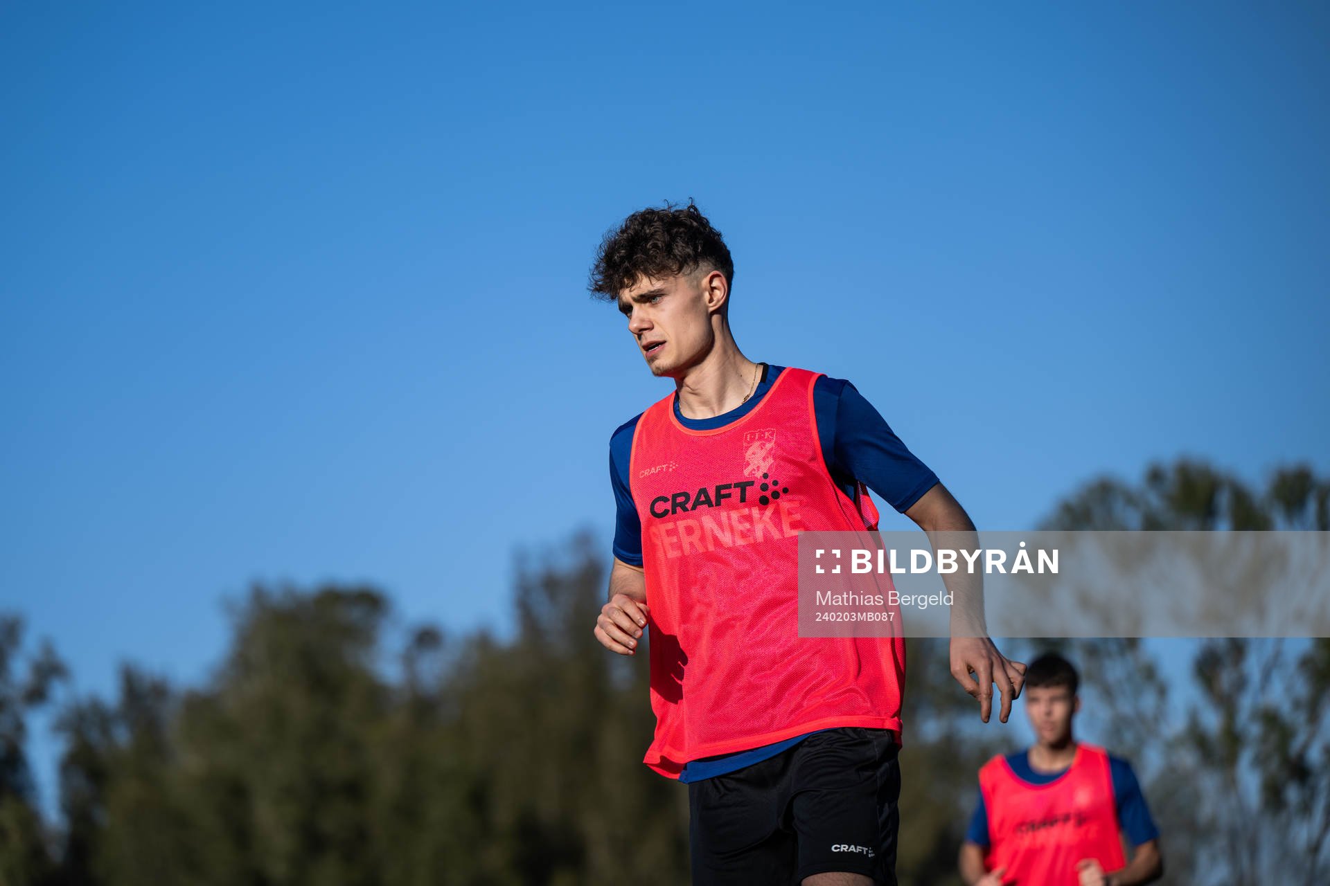 William Sandford under en träning med IFK Göteborg den 3 februari 2024 i Alvor. 