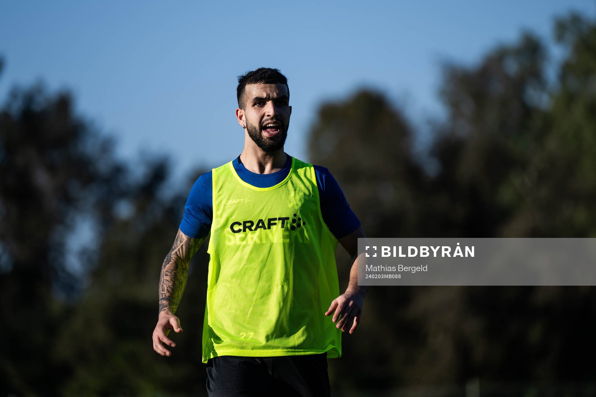 Alai Hussain Ghasem under en träning med IFK Göteborg den 3 februari 2024 i Alvor. 