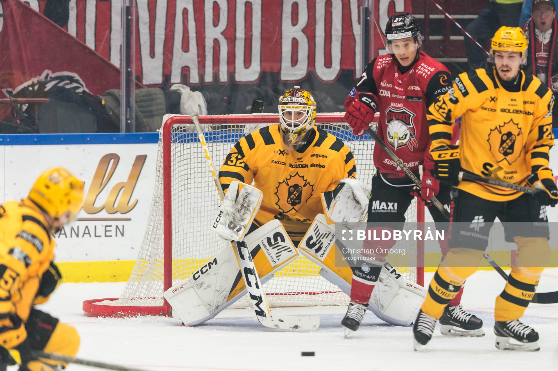 Malmö Redhawks Robin Alvarez och Skellefteås målvakt