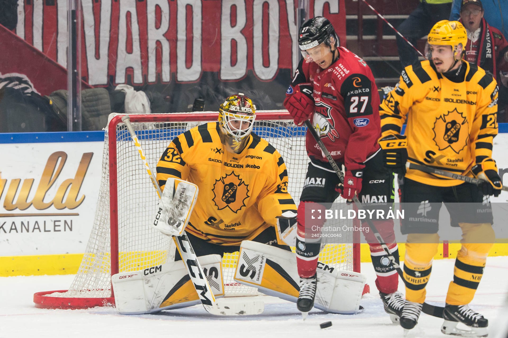 Malmö Redhawks Robin Alvarez och Skellefteås målvakt