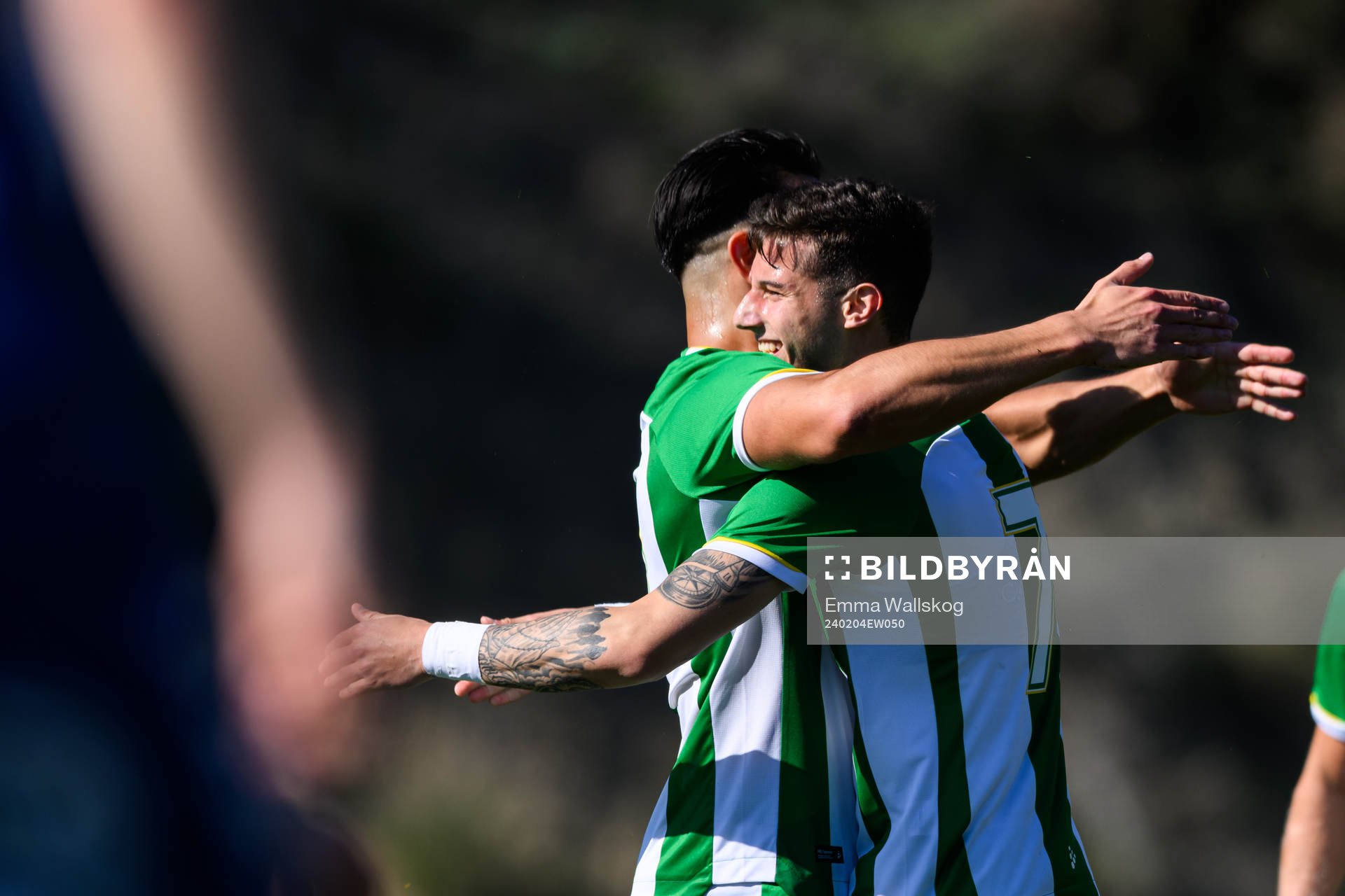 Josef Erabi and Viktor Djukanovic of Hammarby celebrate