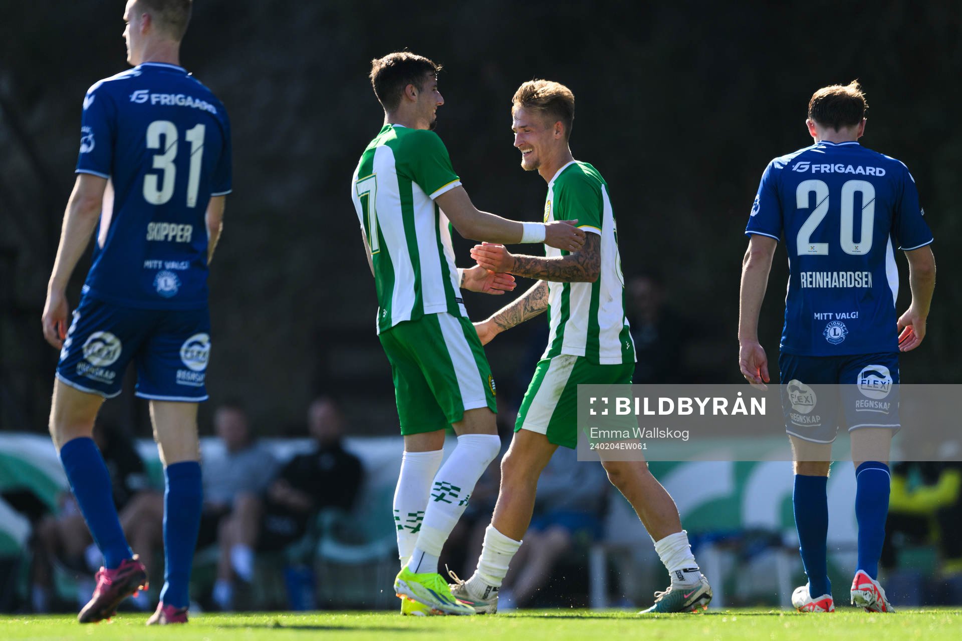 Viktor Djukanovic and Fredrik Hammar of Hammarby celebrate