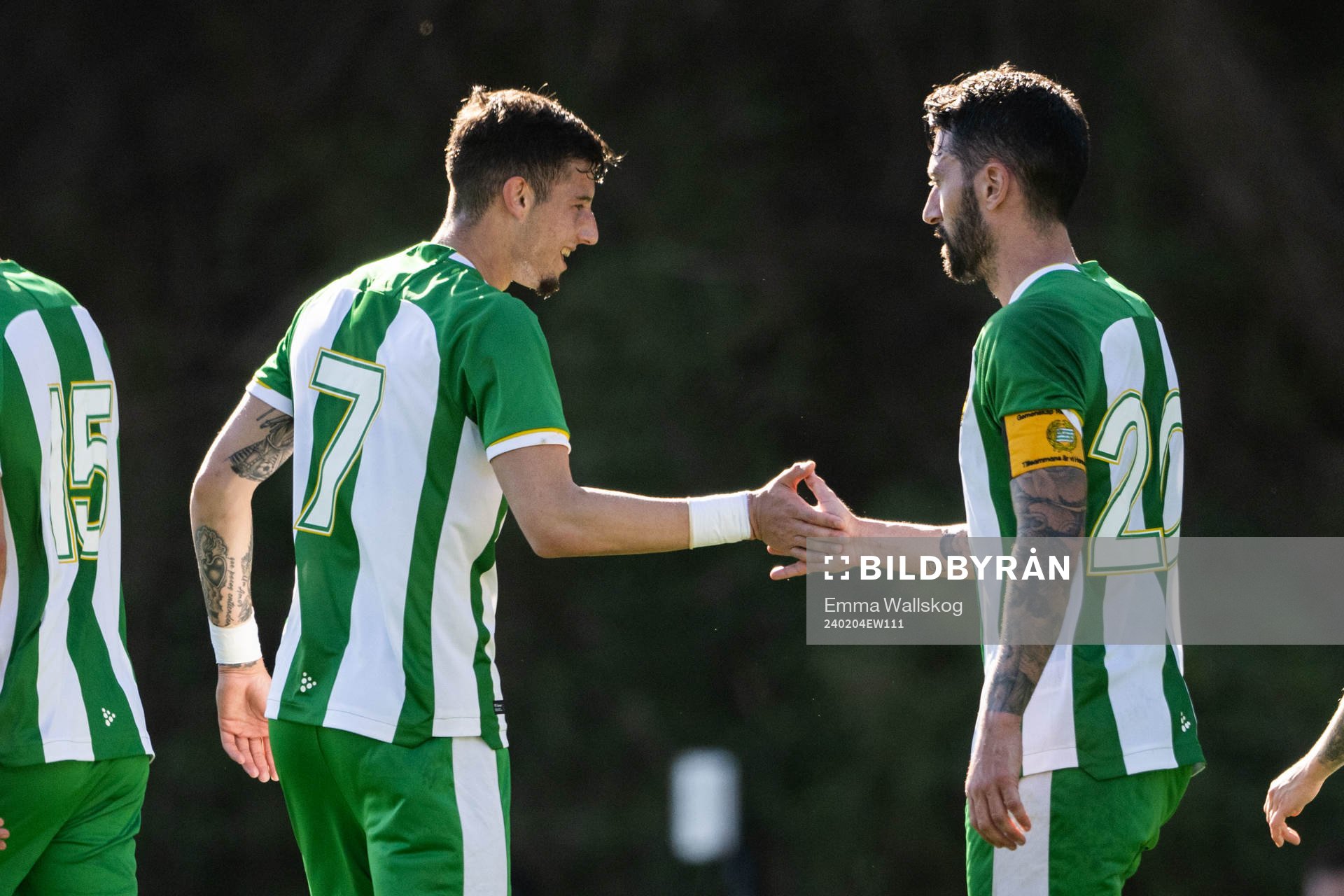 Viktor Djukanovic and Nahir Besara of Hammarby celebrate