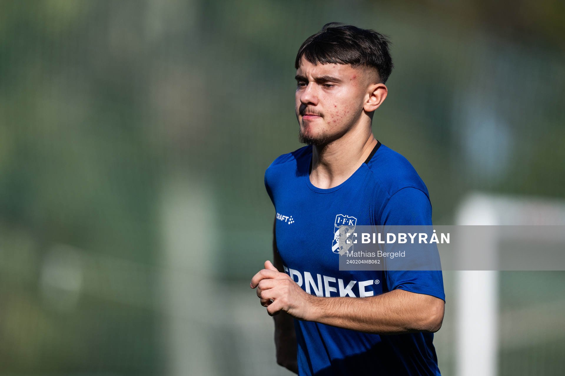Jasin Hasani under en träning med IFK Göteborg den 4 februari 2024 i Alvor. 