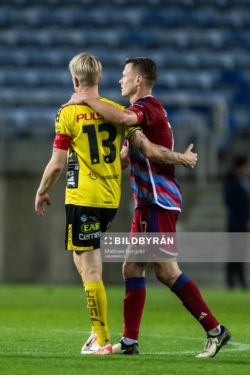 Johan Larsson of Elfsborg and Viktor Claesson of FC Copenhagen after the Atlantic Cup football match between Elfsborg and FC Copenhagen on February 4, 2024 in Faro.