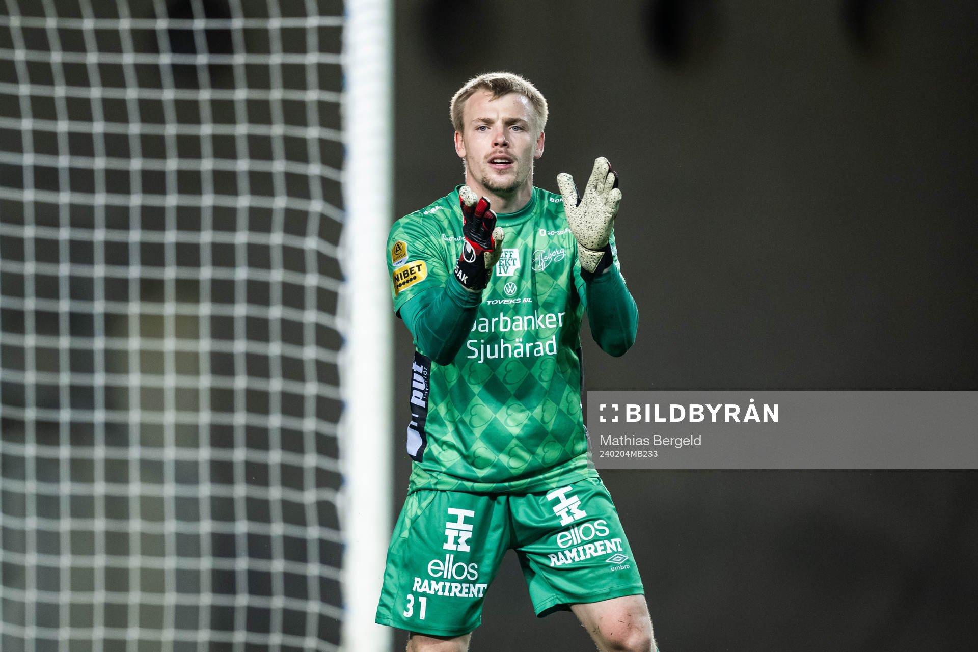 Goalkeeper Isak Pettersson of Elfsborg during the Atlantic Cup football match between Elfsborg and FC Copenhagen on February 4, 2024 in Faro.