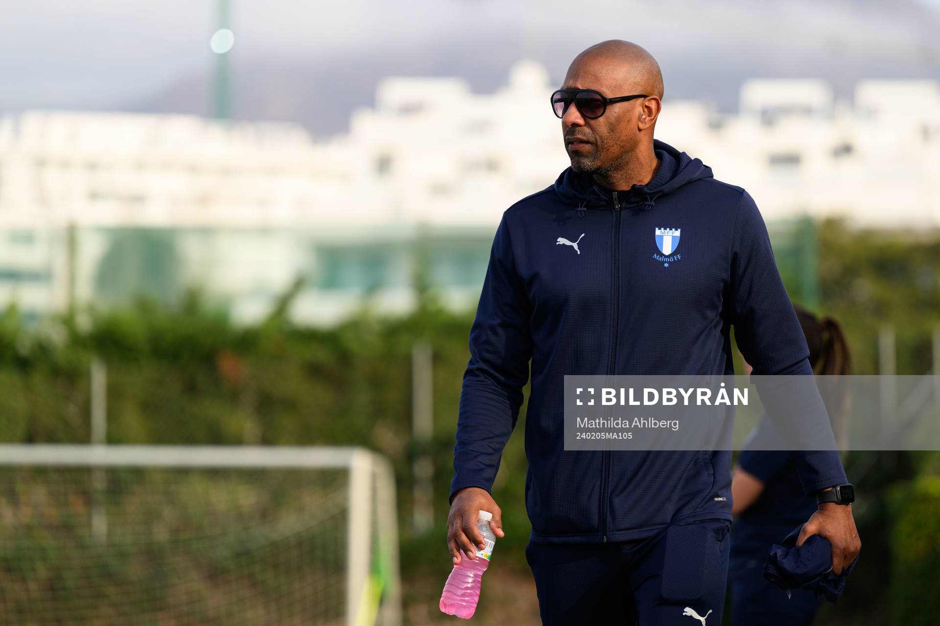 Malmö FFs scout Jeffrey Aubynn under en träning med Malmö FF den 5 februari 2024 i Estepona. 